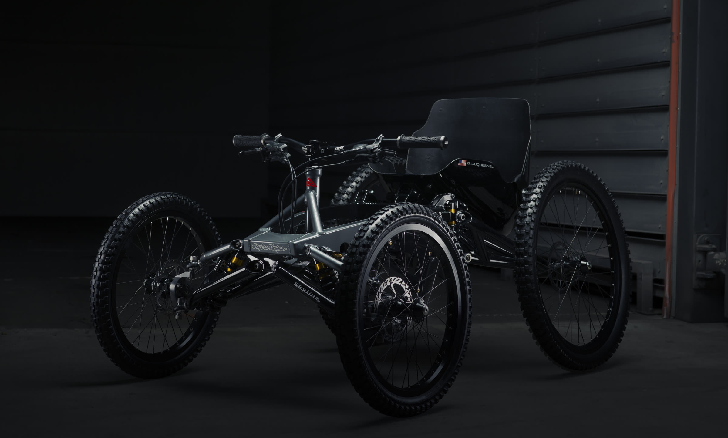 Finished Active Force adaptive mountain bike, studio product photograph